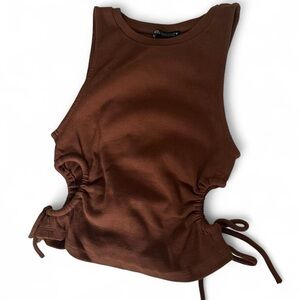 Zara Deep Brown Tank Top with Side Ties